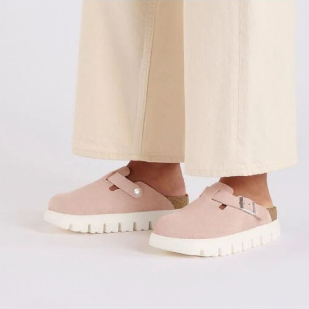 Birkenstock Papillio Light Rose Suede Chic Retro Feminine Chunky Boston Size 42 - Picture 3 of 11